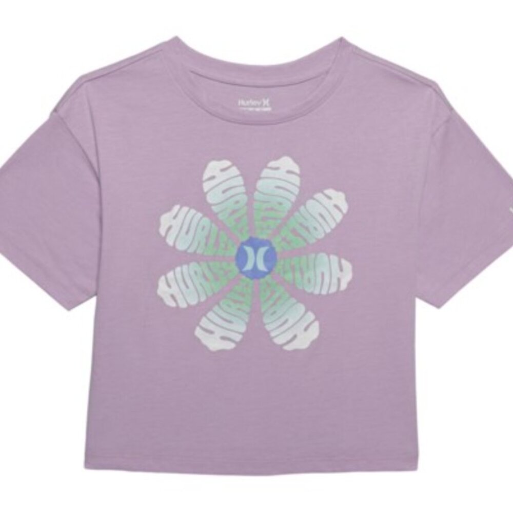 Hurley Graphic Crop T-shirt, Light purple, Flower, 3-4T
